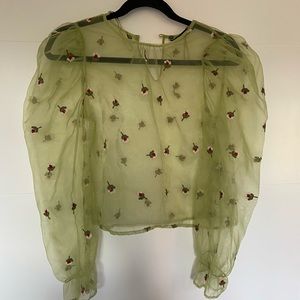 Sheer romantic crop top. It’s an apple green with pink flowers